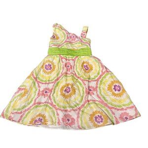 Rare Editions Size 7 Girls Sleeveless Pink, Green & Yellow Dress #G-3-29